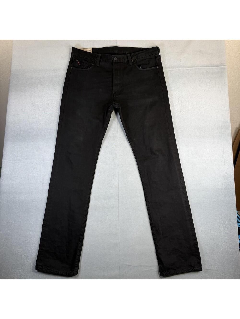 Polo Ralph Lauren Hampton Straight Jeans Mens 38x36* Tall Black Denim